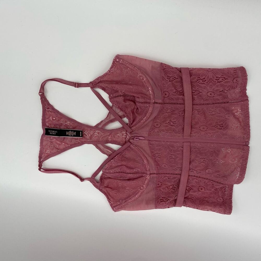 Victoria’s Secret Lingerie Pink Lace Lightly Lined Sheer Corset Top Size 34C - Picture 5 of 9